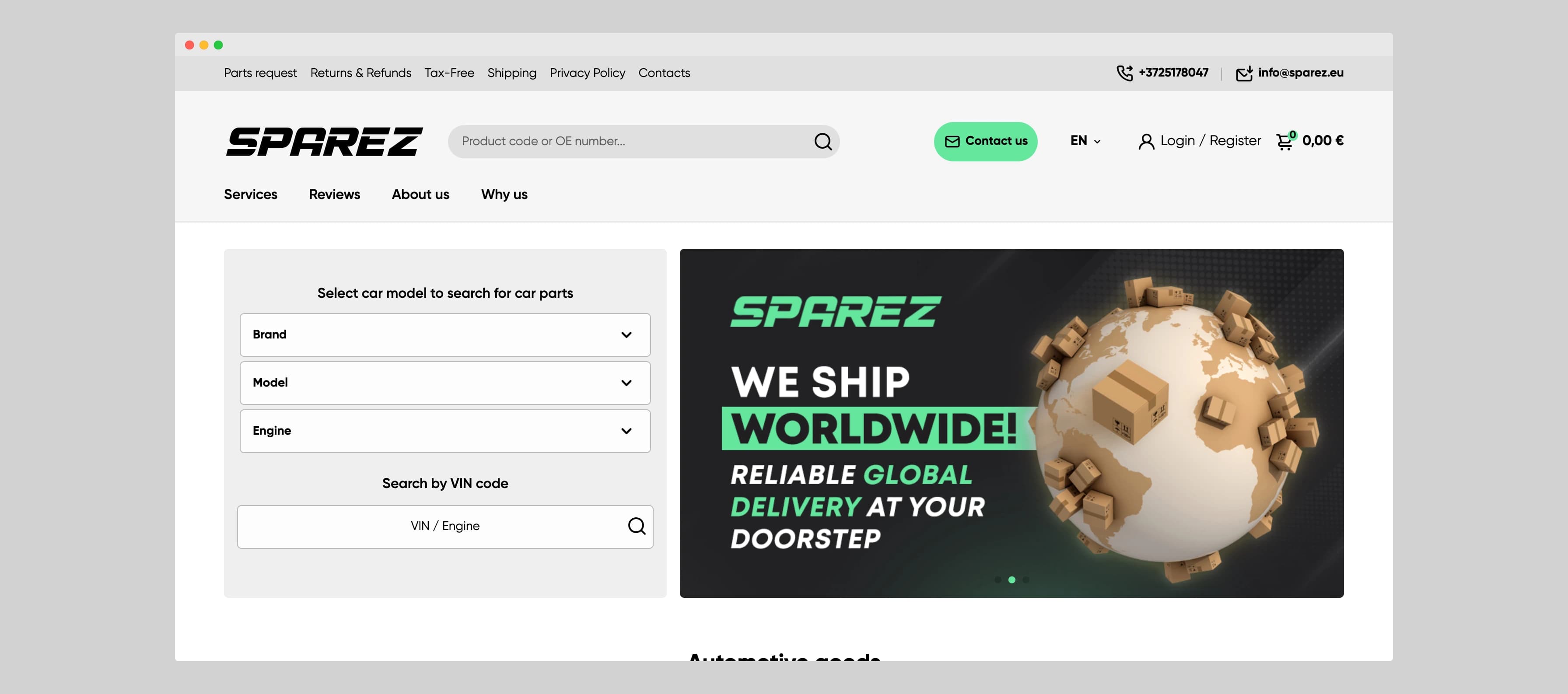 E-commerce platform for Sparez