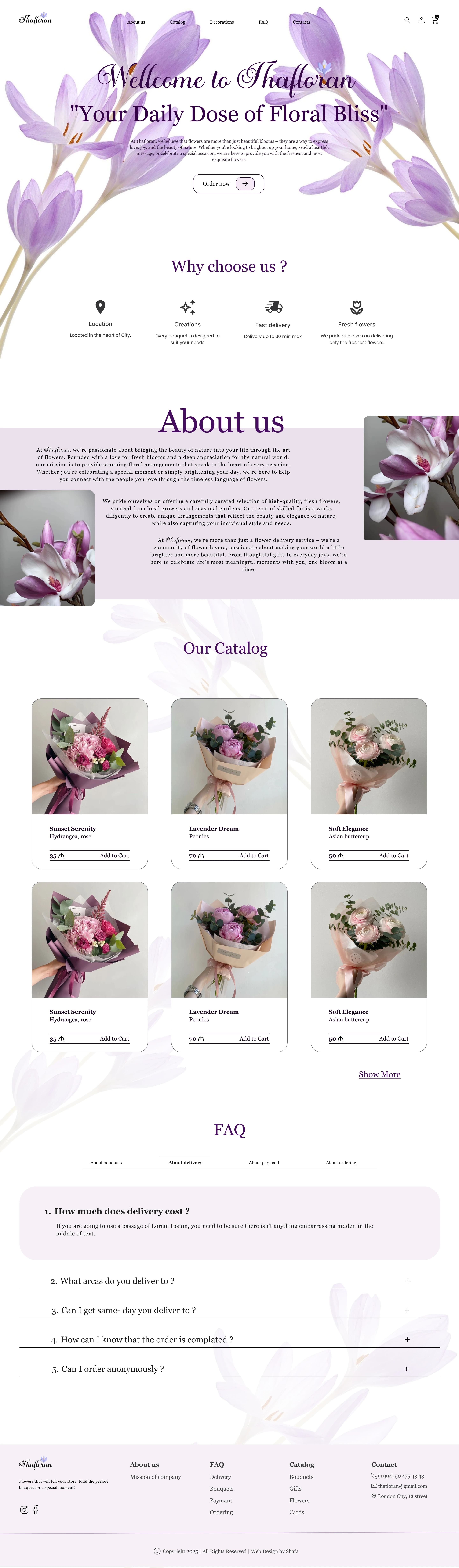 E-commerce website for Thafloran full screenshot